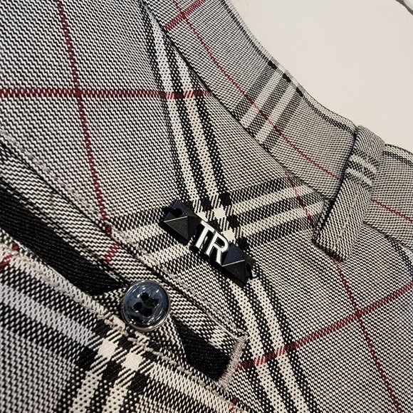 Tailored Recreation Premium Plaid Trouser Pants Black Gray SIZE 35-28 - Picture 3 of 15